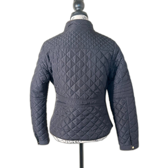 LOVE TREE Black Bomber Quilted Riding Jacket Gold Large EUC - Picture 3 of 9